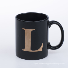 11oz standard black mug with real gold decal printing